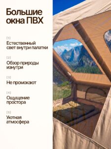Палатка надувная туристическая для отдыха и кемпинга домик большой 400*300*200 см — изображение 8