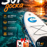 Сапборд синий каяк надувной двухслойный доска sup 335 х 82 х 15 см