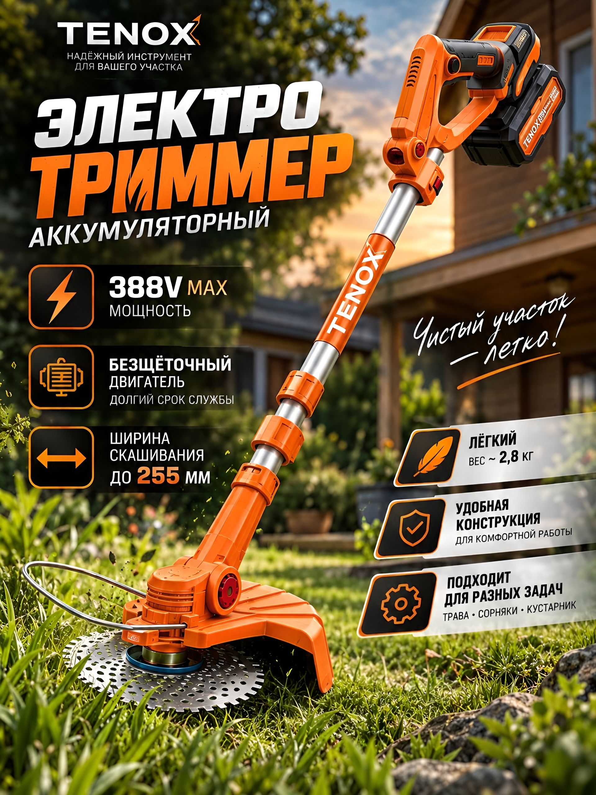 14989625023.jpg Аккумуляторный тример Tenox — изображение 1