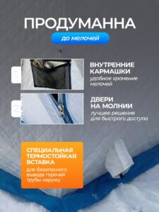 Палатка зимняя для рыбалки Куб трехслойная 180х180х200см — изображение 8