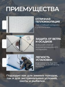 Палатка зимняя для рыбалки Куб трехслойная 180х180х200см — изображение 5