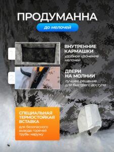 Палатка зимняя для рыбалки Куб трехслойная 200х200х200см хаки — изображение 5