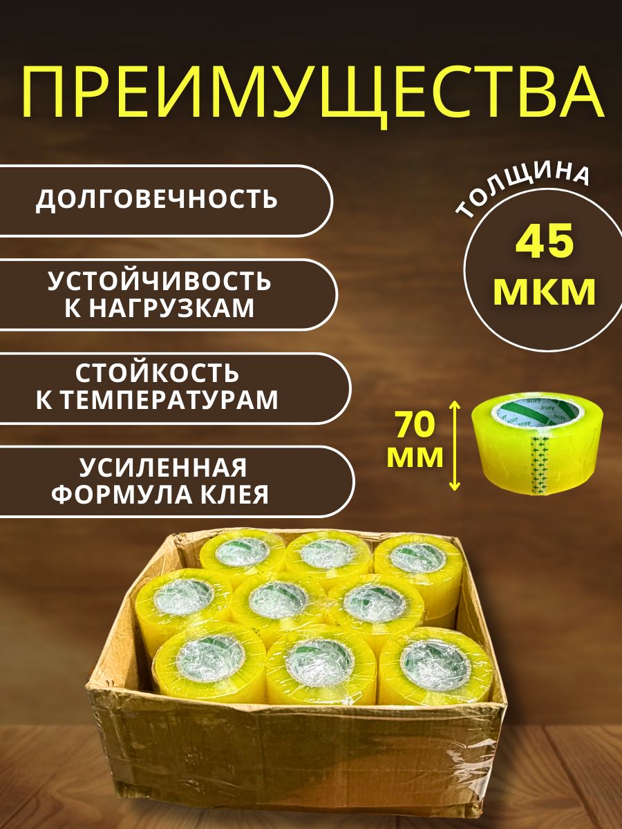 9151024124.jpg Скотч прозрачный сверхширокий 70мм 420м 27шт — изображение 2