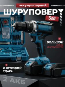 Дрель-шуруповерт, 24 В, 100 Нм, 2 АКБ